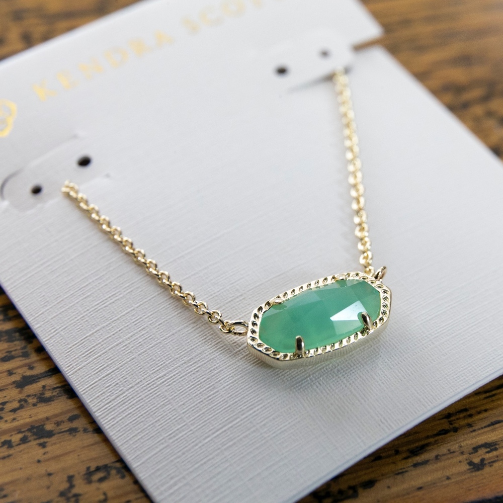 Kendra scott Elisa light green necklace in gold